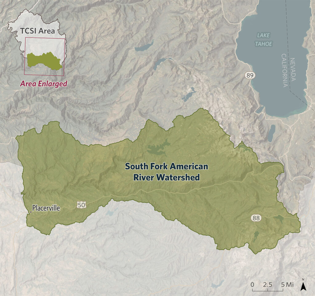 South Fork Amercan River Watershed map